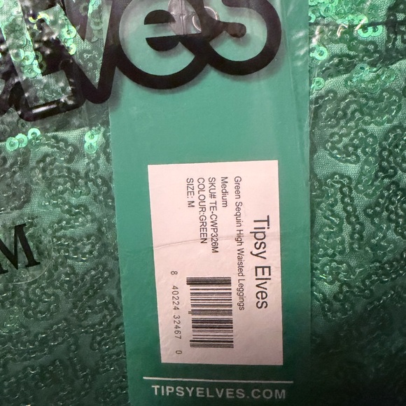 Tipsy Elves Shimmering Green Sequin Leggings - Picture 3 of 3